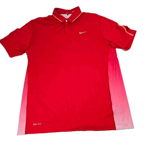 Nike Other - Nike Tiger‎ Woods Collection Dri Fit Red Golf Polo Shirt Mens Large L